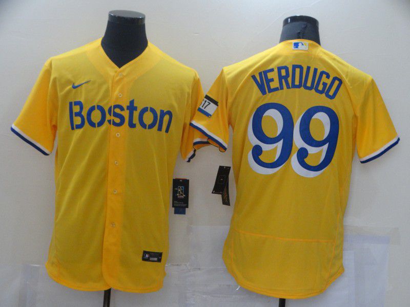 Men Boston Red Sox #99 Verdugo Yellow Elite 2021 Nike MLB Jerseys